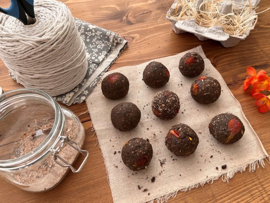 Make Seed Bombs Step 3 – Roll the mixture into balls