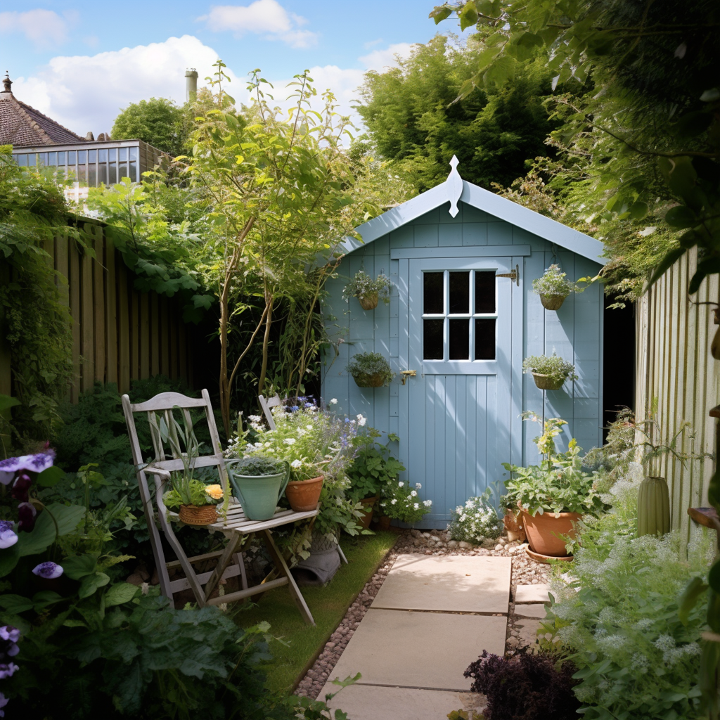 Light blue shed paint colour