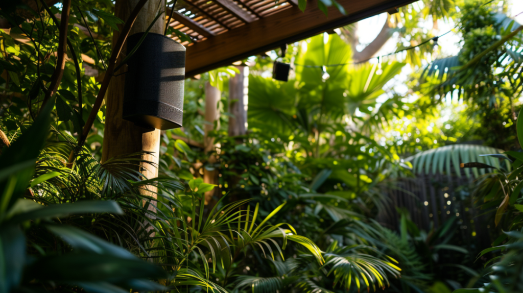 tropical garden ideas outdoor speaker