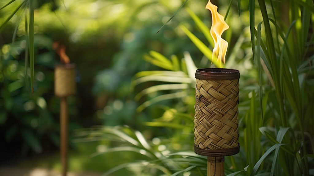 tropical garden design ideas tiki torch